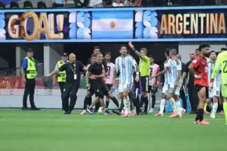 محمد صلاح ولاعبو منتخب مصر خلال مواجهة الأرجنتين في كأس العالم 2026