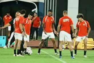 لاعبو منتخب مصر خلال تدريب استعداداً لمواجهتي مالاوي في تصفيات أمم أفريقيا