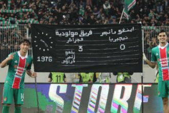 لاعبو مولودية الجزائر يحتفلون بالتأهل إلى دور المجموعات في دوري أبطال إفريقيا